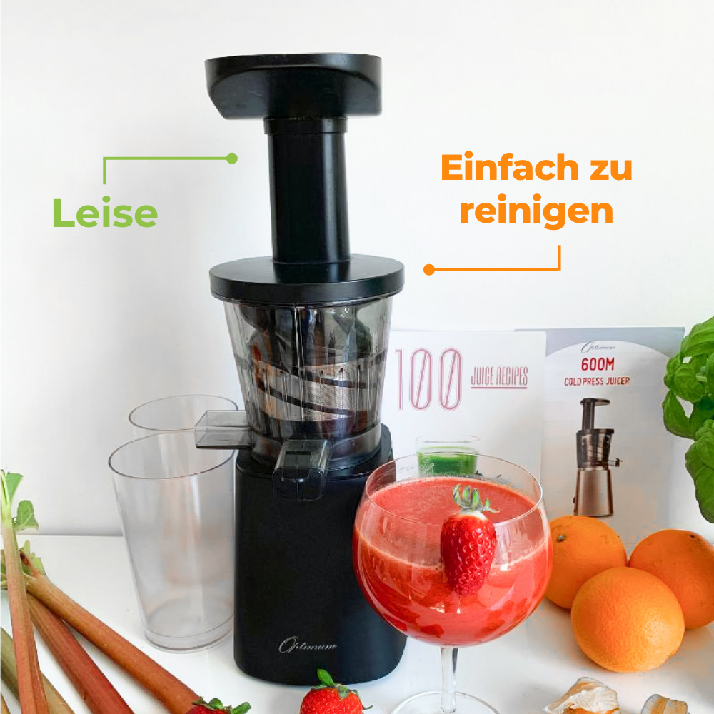 
                  
                    Optimum 600M Entsafter Langsamentsafter Slow Juicer Kaltpresse Saftpresse Testsieger leise einfach reinigen
                  
                